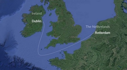 Dublin - Rotterdam, Holland Route Map