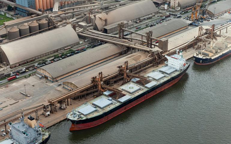 Aerial view of a port
